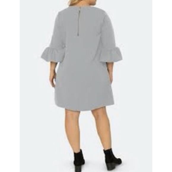Standards & Practices Boho Dress •3X• Plus Size Grey Crepe Balloon Sleeve NWT! - Picture 2 of 11